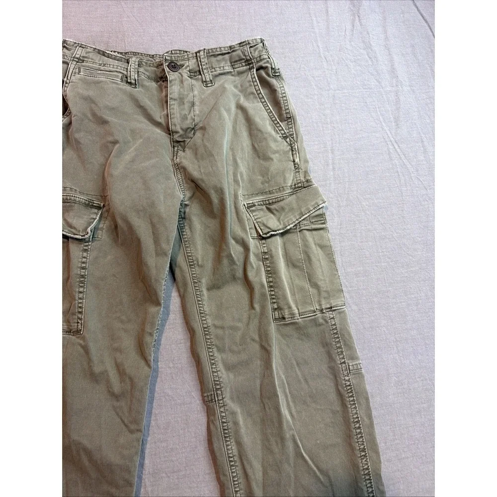 American Eagle Pants Mens 28x30 Slim Lived In Cargo Green Chino Flex Twill